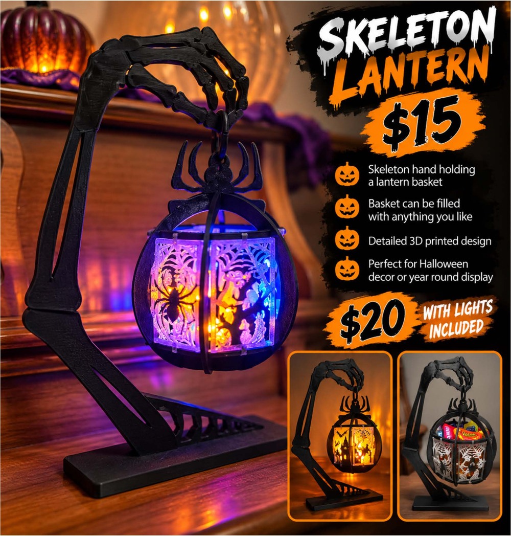 Skeleton Lantern — 3D printed fall and Halloween decor