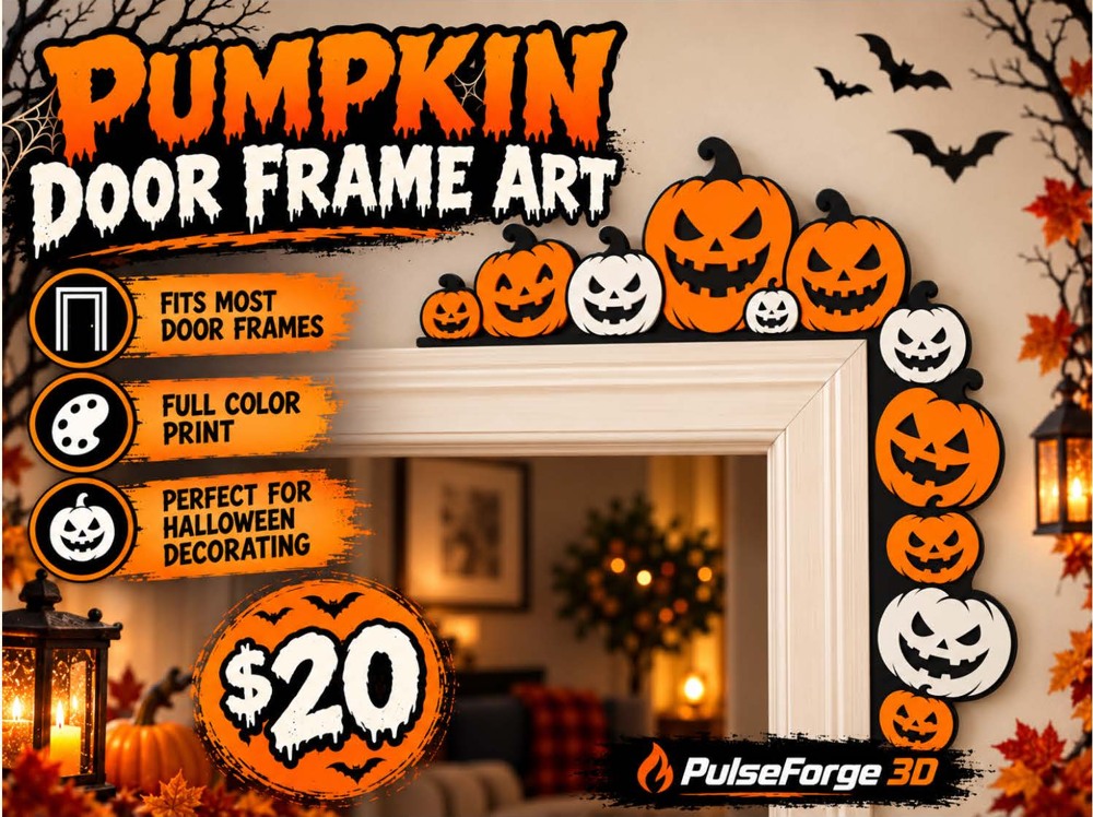 Pumpkin Door Frame Art — 3D printed fall and Halloween decor