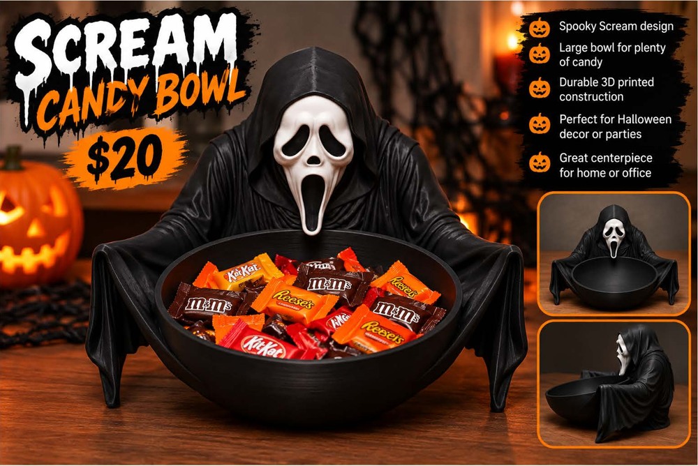 Scream Candy Bowl — 3D printed fall and Halloween decor